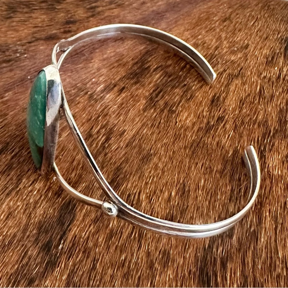 Native American Sterling Silver Turquoise Cuff Bracelet signed SW 925 - Picture 5 of 15